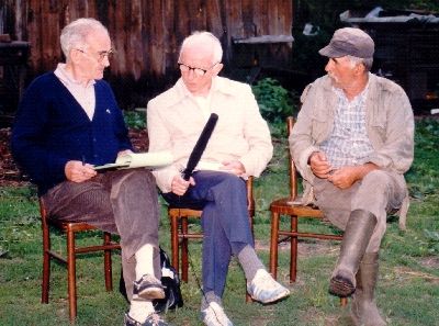 Dr. Robert Faurisson, Tjudar Rudolph, and Mariam Olszuk, in Treblinka, June 1988.