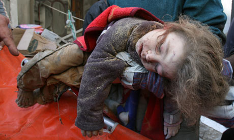 The body of this precious little Palestinian girl was found in the rubble of a house destroyed by Israeli bombs in the Zeitoun district of Gaza five months ago. Will she become the "iconic symbol" of the Israeli holocaust against Palestinians, or dumped down the memory? --Michael Hoffman
