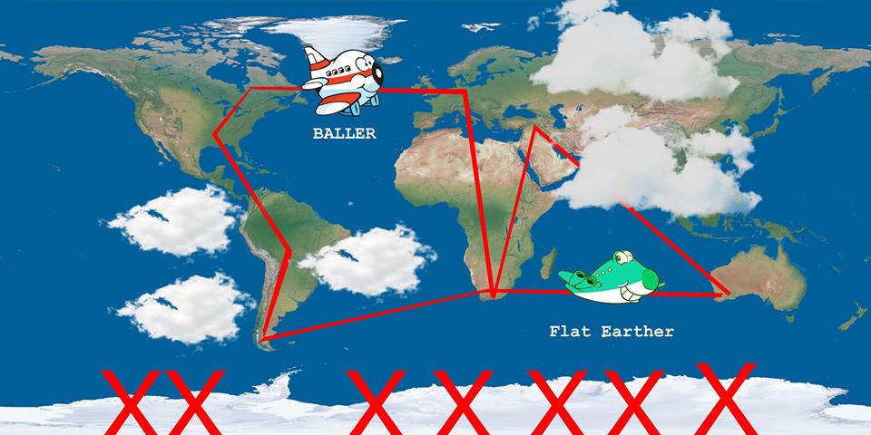 flat earth map flights