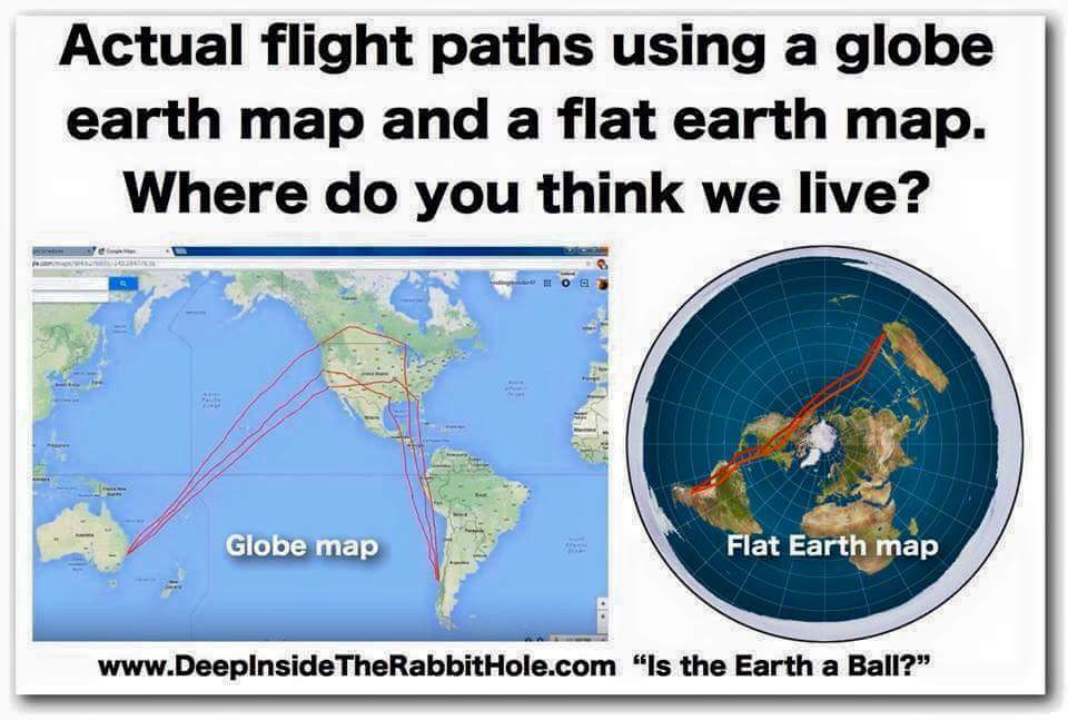 flat earth map flight paths