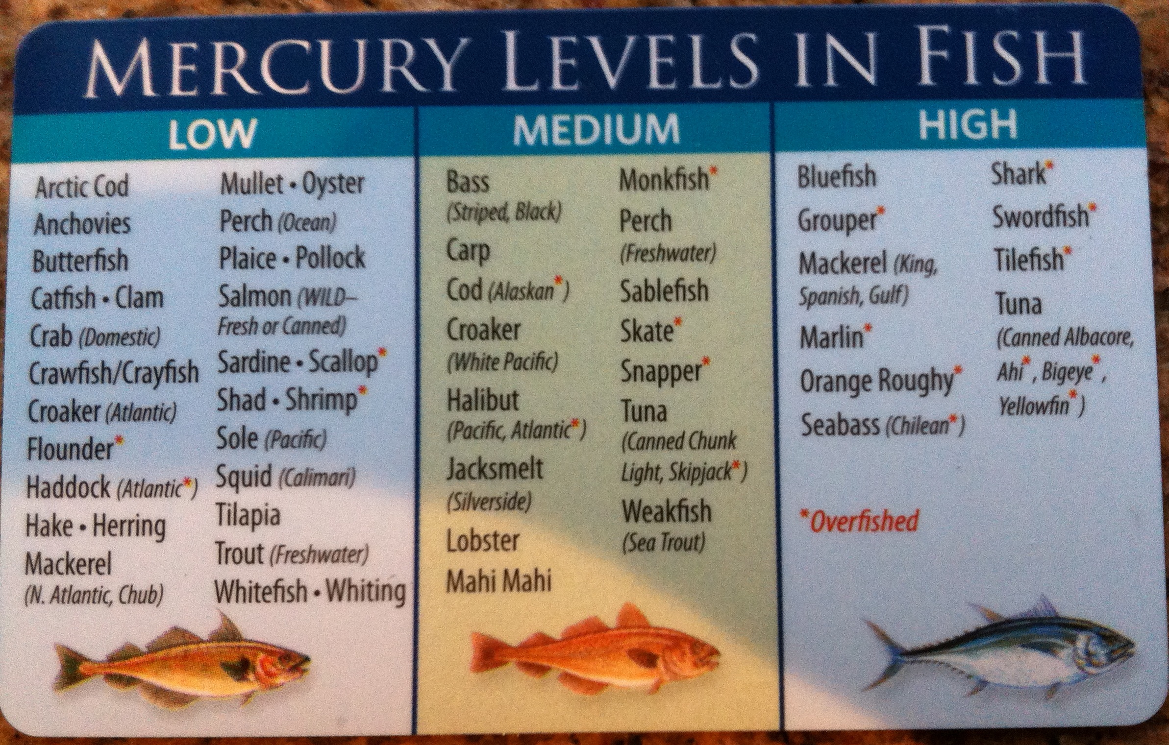 fish mercury levels list